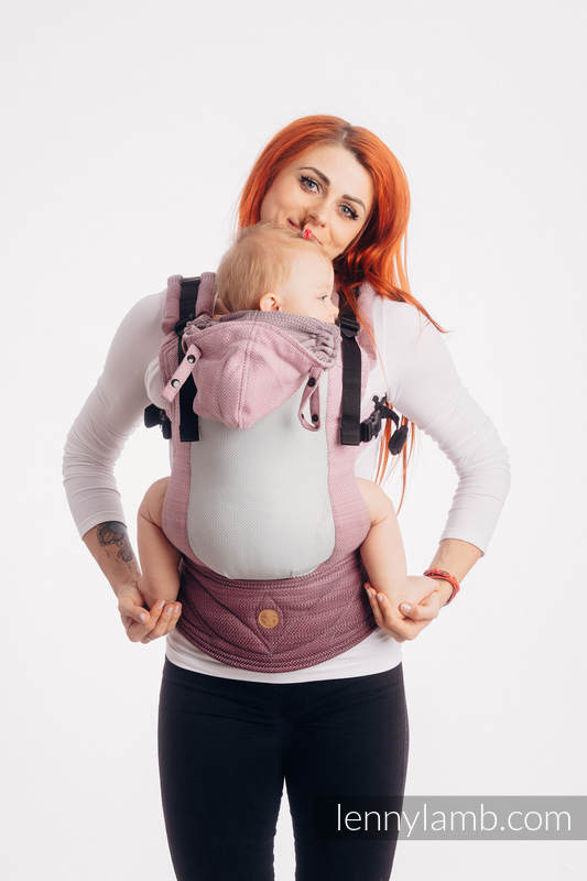 Lenny Lamb - LennyGo Ergonomic Mesh Carrier LITTLE HERRINGBONE OMBRE PINK