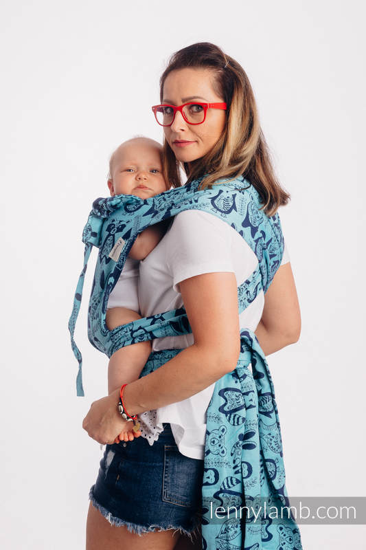 Lenny Lamb - WRAP-TAI carrier Mini with hood/ jacquard twill / 100% cotton / PLAYGROUND - BLUE  WRAP TAI PLAYGROUND BLUE