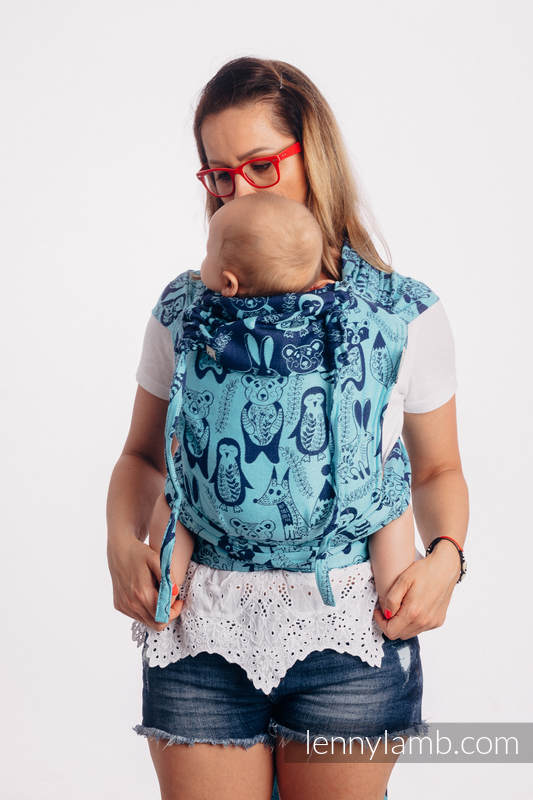 Lenny Lamb - WRAP-TAI carrier Mini with hood/ jacquard twill / 100% cotton / PLAYGROUND - BLUE  WRAP TAI PLAYGROUND BLUE