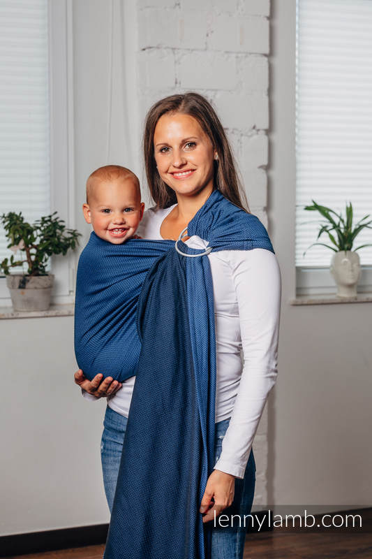 Lenny Lamb - Ring Sling - COBALT - 100% Cotton - Herringbone Weave -  with gathered shoulder - standard 1.8m COBALT