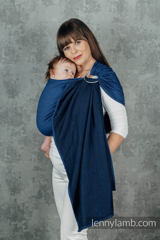 Lenny Lamb - Ring Sling - COBALT - 100% Cotton - Herringbone Weave -  with gathered shoulder - standard 1.8m COBALT