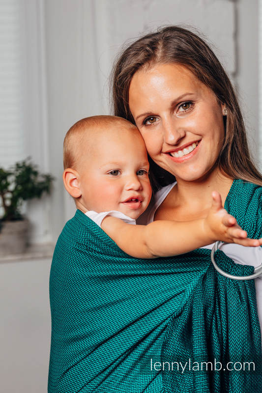 Lenny Lamb - Ring Sling - EMERALD - 100% Cotton - Herringbone Weave -  with gathered shoulder - standard 1.8m EMERALD