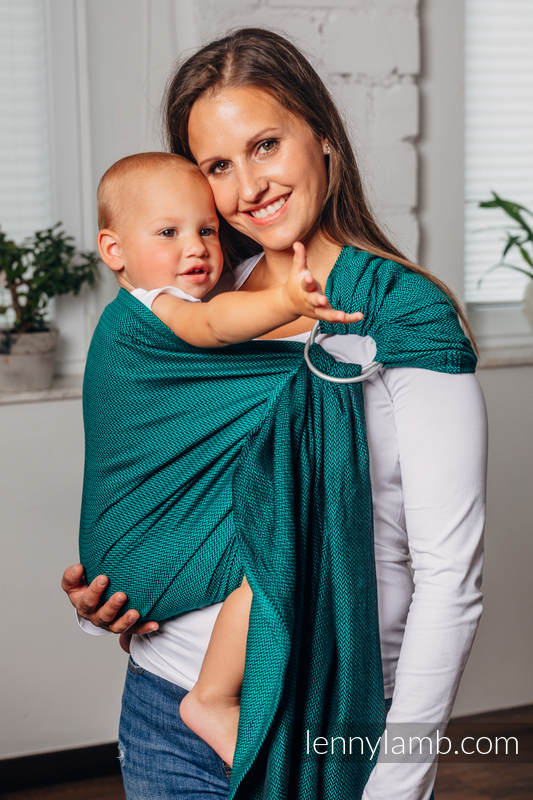 Lenny Lamb - Ring Sling - EMERALD - 100% Cotton - Herringbone Weave -  with gathered shoulder - standard 1.8m EMERALD