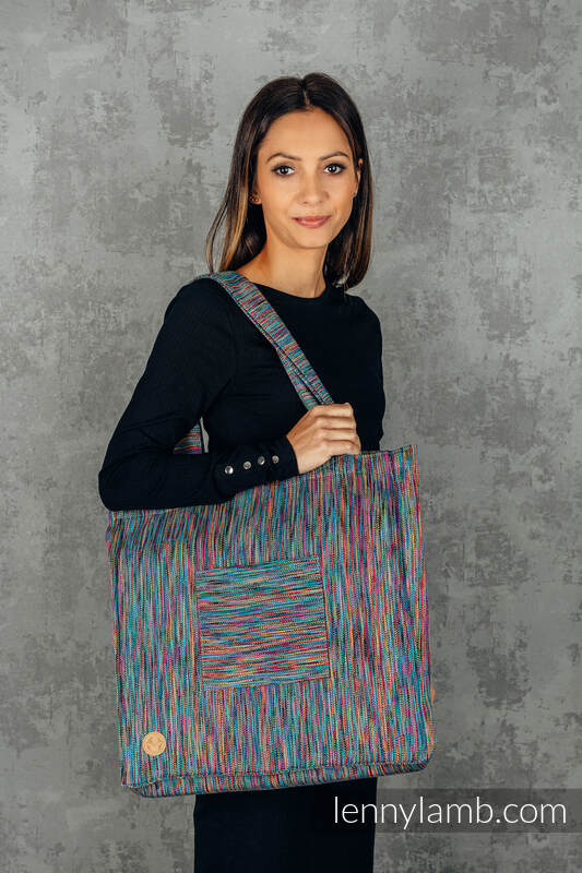 Lenny Lamb - Shoulder bag made of wrap fabric (100% cotton) - COLORFUL WIND - standard size 37cmx37cm COLORFUL WIND