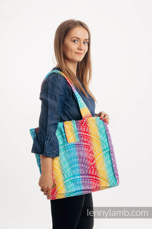 Lenny Lamb - Shoulder bag made of wrap fabric (100% cotton) - PEACOCK’S TAIL - FUNFAIR - standard size 37cmx37cm PEACOCK S TAIL FUNFAIR