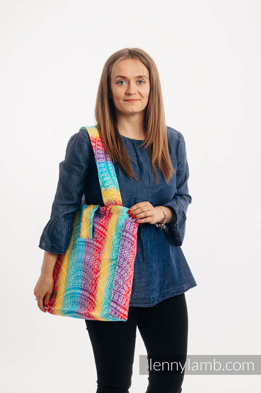 Lenny Lamb - Shoulder bag made of wrap fabric (100% cotton) - PEACOCK’S TAIL - FUNFAIR - standard size 37cmx37cm PEACOCK S TAIL FUNFAIR