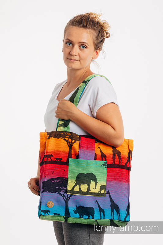 Lenny Lamb - Shoulder bag made of wrap fabric (100% cotton) - RAINBOW SAFARI 2.0 - standard size 37cmx37cm RAINBOW SAFARI