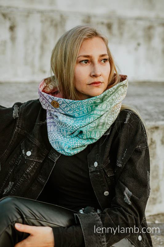 Lenny Lamb - Snood Scarf (100% cotton) - PEACOCK’S TAIL - BUBBLE & QUARTZ PEACOCK S TAIL BUBBLE QUARTZ