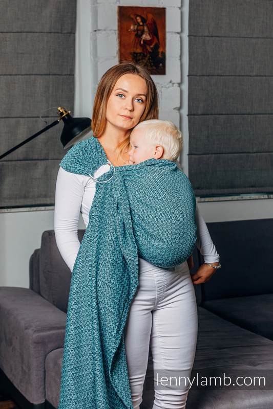 Lenny Lamb - Ring Sling - LITTLELOVE AMAZONITE - 100% Cotton - Jacquard Weave -  with gathered shoulder - standard 1.8m LITTLELOVE AMAZONITE