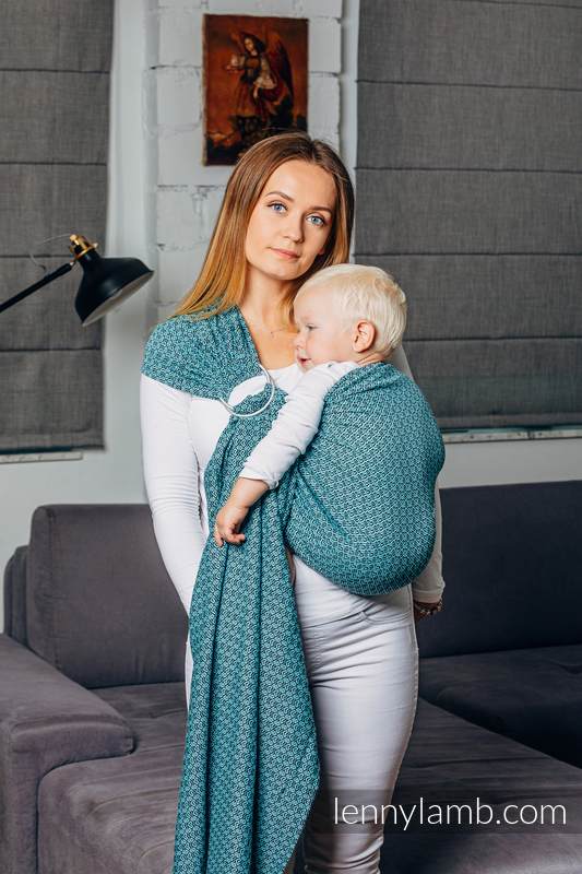 Lenny Lamb - Ring Sling - LITTLELOVE AMAZONITE - 100% Cotton - Jacquard Weave -  with gathered shoulder - standard 1.8m LITTLELOVE AMAZONITE