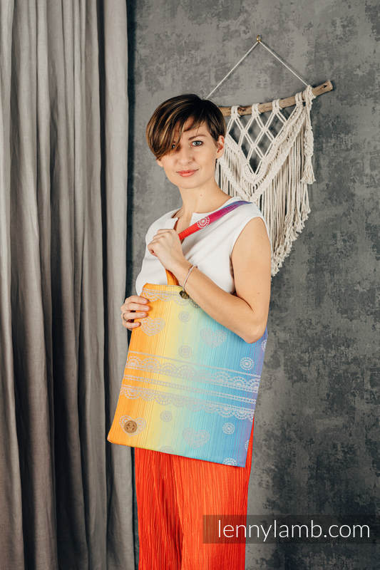 Lenny Lamb - Shopping bag made of wrap fabric (100% cotton) - RAINBOW LACE  SILVER  RAINBOW LACE SILVER