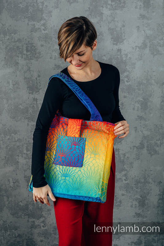 Lenny Lamb - Shoulder bag made of wrap fabric (100% cotton) - RAINBOW LOTUS - standard size 37cmx37cm RAINBOW LOTUS