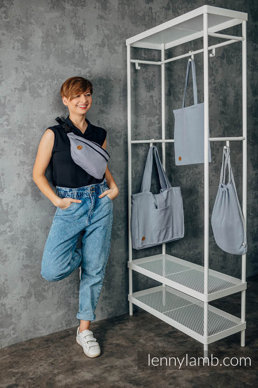 Lenny Lamb - Waist Bag made of woven fabric LITTLE HERRINGBONE GREY