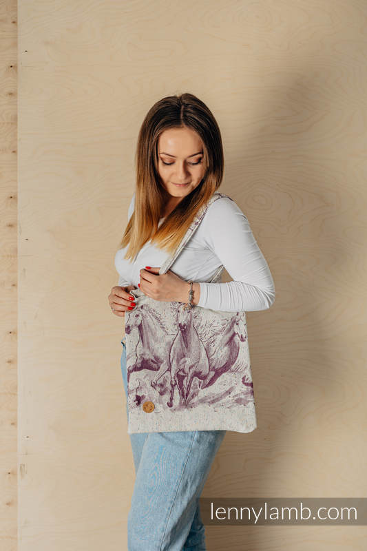 Lenny Lamb - Shopping bag made of wrap fabric (78% cotton 22% silk) - GALLOP - RACE GALLOP RACE