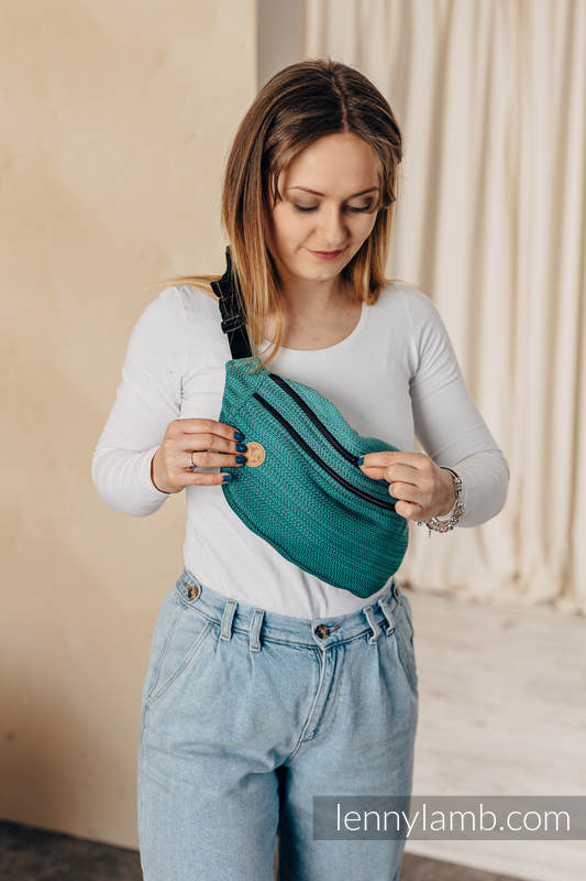 Lenny Lamb - Waist Bag made of woven fabric LITTLE HERRINGBONE OMBRE GREEN