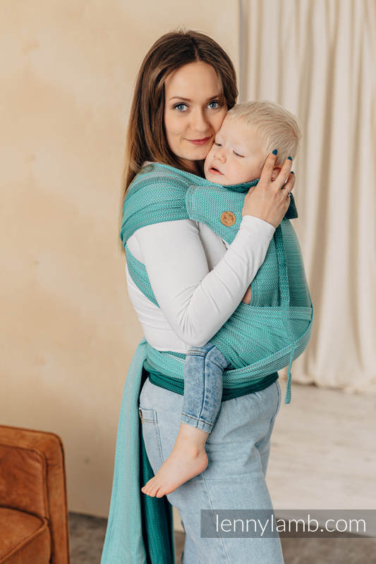 Lenny Lamb - WRAP-TAI carrier Mini with hood/ herringbone twill / 100% cotton / LITTLE HERRINGBONE OMBRE GREEN WRAP TAI LITTLE HERRINGBONE OMBRE GREEN