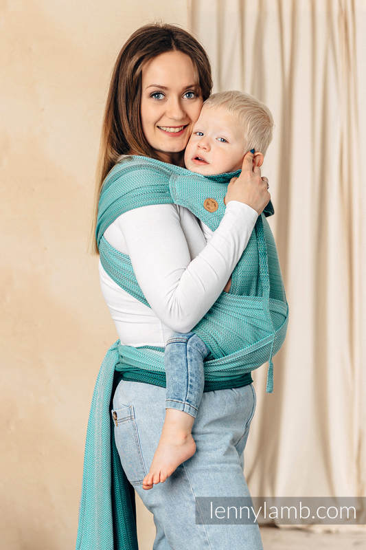 Lenny Lamb - WRAP-TAI carrier Mini with hood/ herringbone twill / 100% cotton / LITTLE HERRINGBONE OMBRE GREEN WRAP TAI LITTLE HERRINGBONE OMBRE GREEN