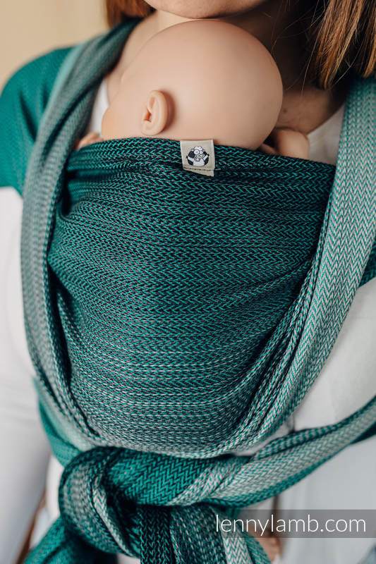 Lenny Lamb - Baby sling for babies with low birthweight LITTLE HERRINGBONE OMBRE GREEN M