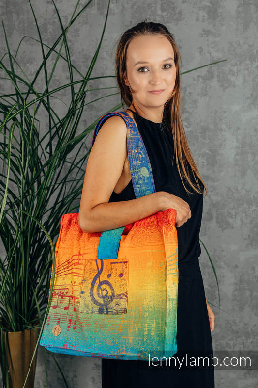 Lenny Lamb - Shoulder bag made of wrap fabric (100% cotton) - RAINBOW SYMPHONY - standard size 37cmx37cm RAINBOW SYMPHONY