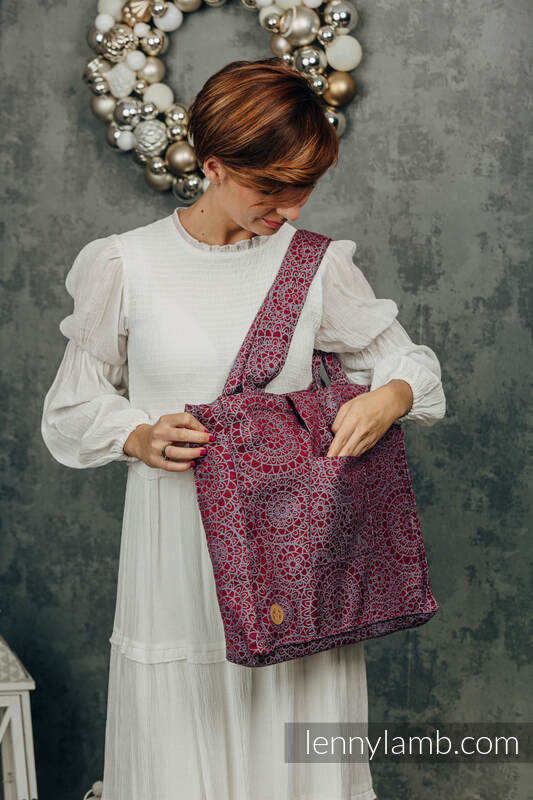 Lenny Lamb - Shoulder bag made of wrap fabric (100% cotton) - DOILY - MAROON STEEL - standard size 37cmx37cm DOILY MAROON STEEL