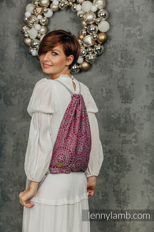 Lenny Lamb - Sackpack made of wrap fabric (100% cotton) - DOILY - MAROON STEEL - standard size 32cmx43cm DOILY MAROON STEEL