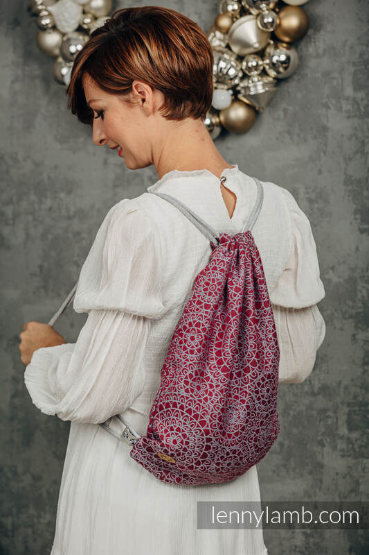 Lenny Lamb - Sackpack made of wrap fabric (100% cotton) - DOILY - MAROON STEEL - standard size 32cmx43cm DOILY MAROON STEEL