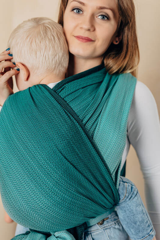 Lenny Lamb - Тъкан слинг-шал LITTLE HERRINGBONE OMBRE GREEN L B