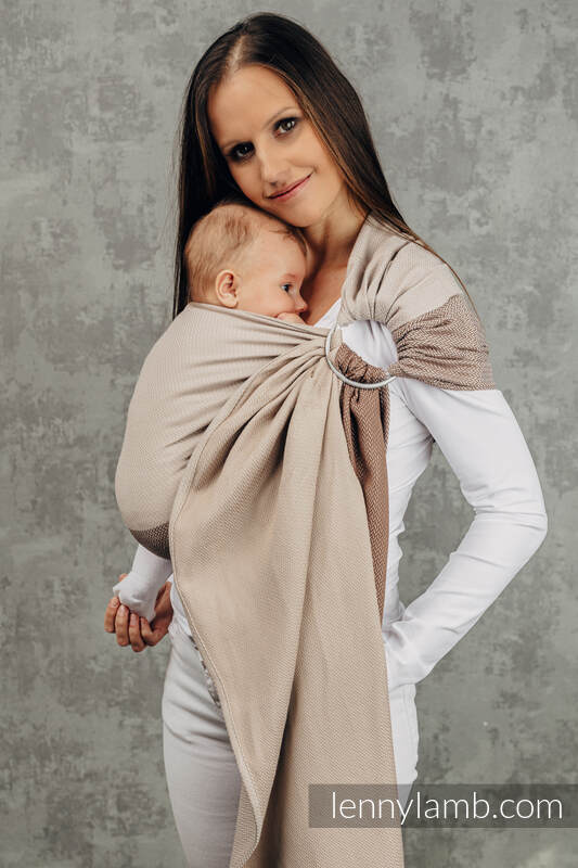 Lenny Lamb - My First Ring Sling LITTLE HERRINGBONE BABY CAFFE LATTE