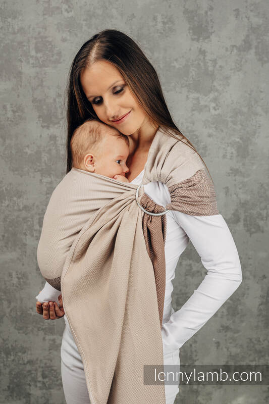 Lenny Lamb - My First Ring Sling LITTLE HERRINGBONE BABY CAFFE LATTE