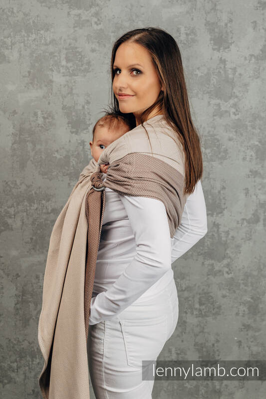 Lenny Lamb - My First Ring Sling LITTLE HERRINGBONE BABY CAFFE LATTE