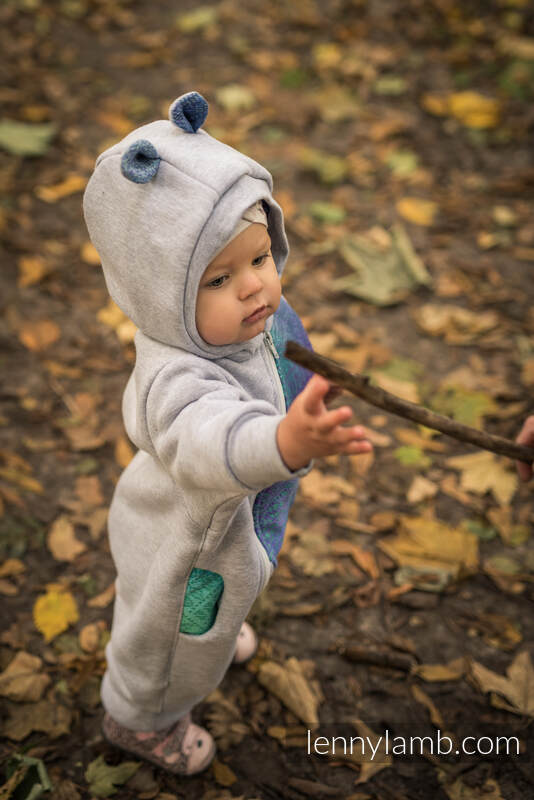 Lenny Lamb - Bear Romper - size 104 - Gray melange & Peacock's Tail  - Fantasy 