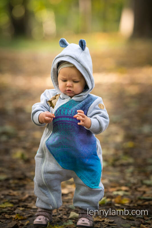 Lenny Lamb - Bear Romper - size 80 - Gray melange & Peacock's Tail - Fantasy 