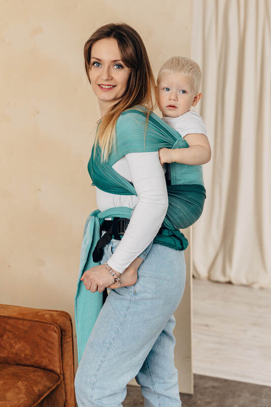 Lenny Lamb - LennyHybrid Half Buckle Carrier LITTLE HERRINGBONE OMBRE GREEN B