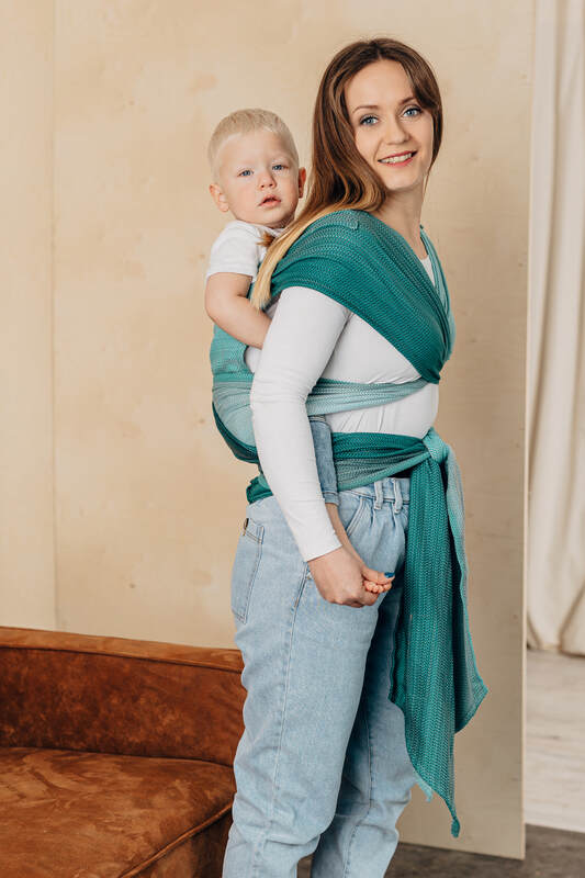 Lenny Lamb - LennyHybrid Half Buckle Carrier LITTLE HERRINGBONE OMBRE GREEN B