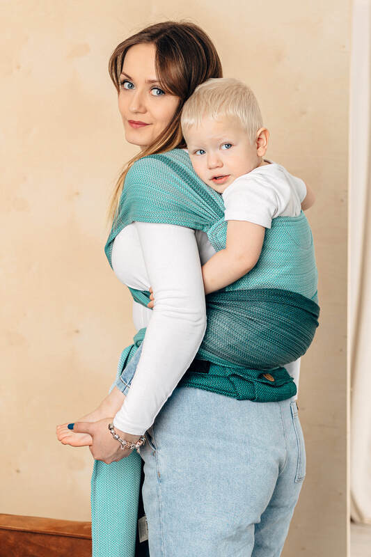 Lenny Lamb - LennyHybrid Half Buckle Carrier LITTLE HERRINGBONE OMBRE GREEN B