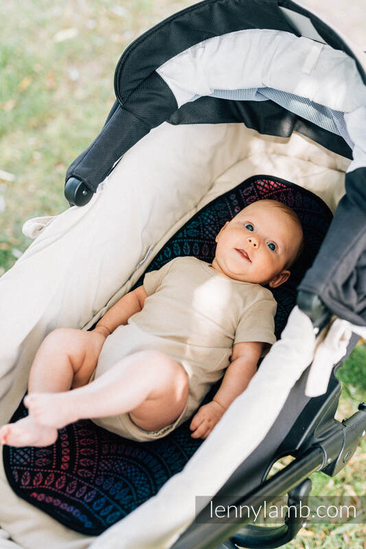 Lenny Lamb - Anti-sweat pram liner (for a bassinet) - PEACOCK'S TAIL - BLACK OPAL (with merino wool PEACOCK S TAIL BLACK OPAL