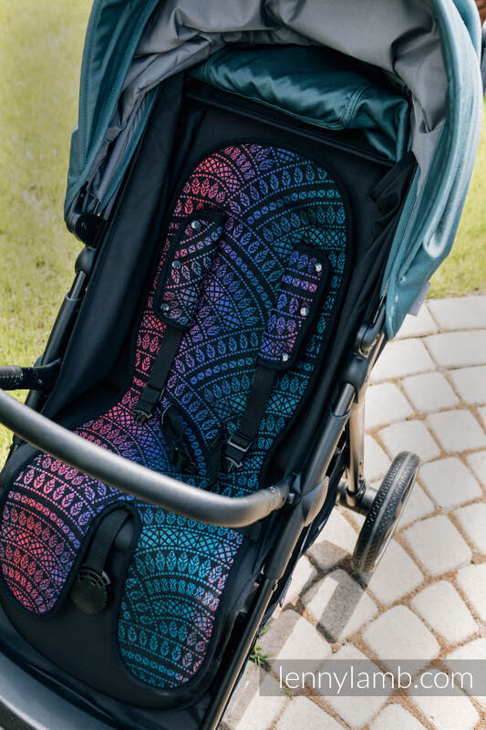 Lenny Lamb - Anti-sweat pram liner (for a stroller) - PEACOCK'S TAIL - BLACK OPAL (with merino wool PEACOCK S TAIL BLACK OPAL