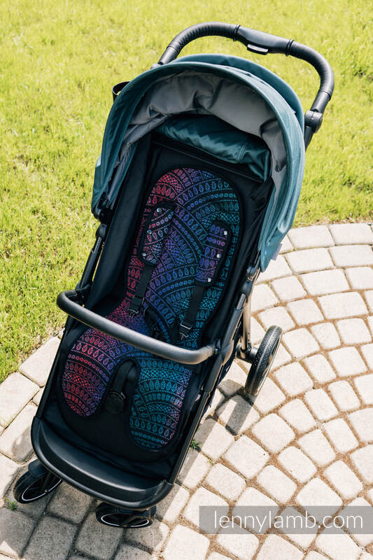 Lenny Lamb - Anti-sweat pram liner (for a stroller) - PEACOCK'S TAIL - BLACK OPAL (with merino wool PEACOCK S TAIL BLACK OPAL