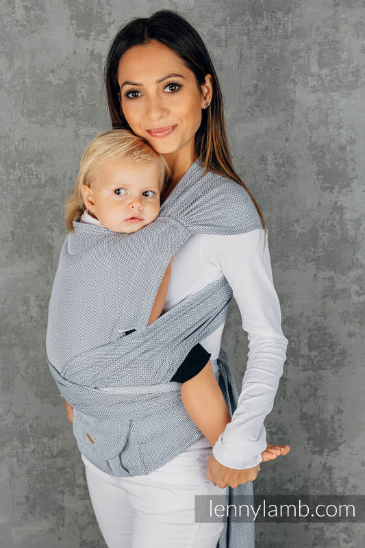Lenny Lamb - My First Baby Carrier - LennyHybrid Half Buckle LITTLE HERRINGBONE GREY B