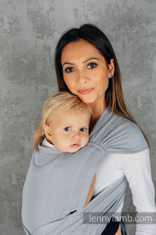 Lenny Lamb - My First Baby Carrier - LennyHybrid Half Buckle LITTLE HERRINGBONE GREY B