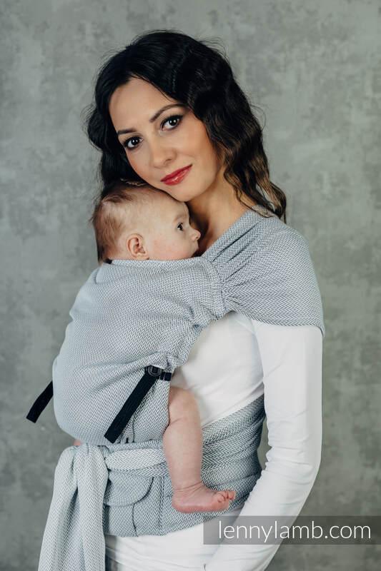 Lenny Lamb - My First Baby Carrier - LennyHybrid Half Buckle LITTLE HERRINGBONE GREY B