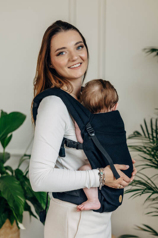 Lenny Lamb - My First Baby Carrier - LennyLight LITTLE HERRINGBONE EBONY BLACK B