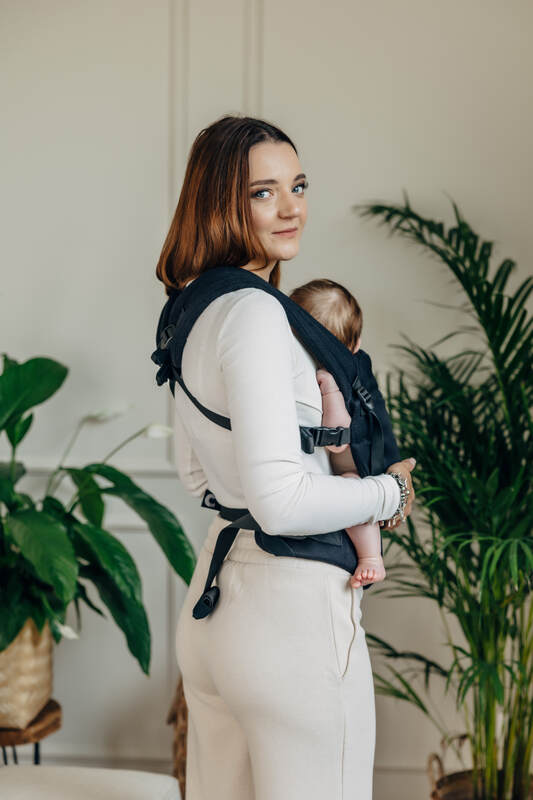 Lenny Lamb - My First Baby Carrier - LennyLight LITTLE HERRINGBONE EBONY BLACK B