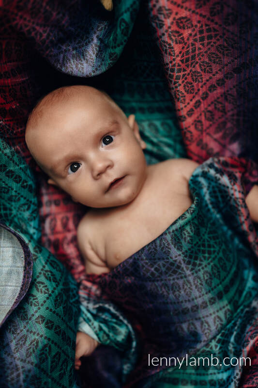 Lenny Lamb - Swaddle Blanket Maxi - PEACOCK'S TAIL - BLACK OPAL SMOKY (grade B) PEACOCK S TAIL BLACK OPAL SMOKY B