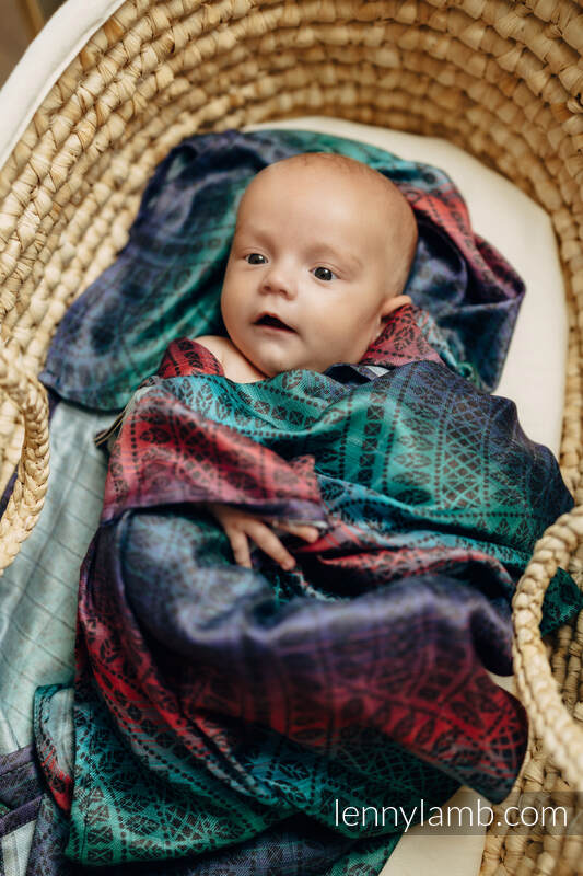 Lenny Lamb - Swaddle Blanket Maxi - PEACOCK'S TAIL - BLACK OPAL SMOKY (grade B) PEACOCK S TAIL BLACK OPAL SMOKY B