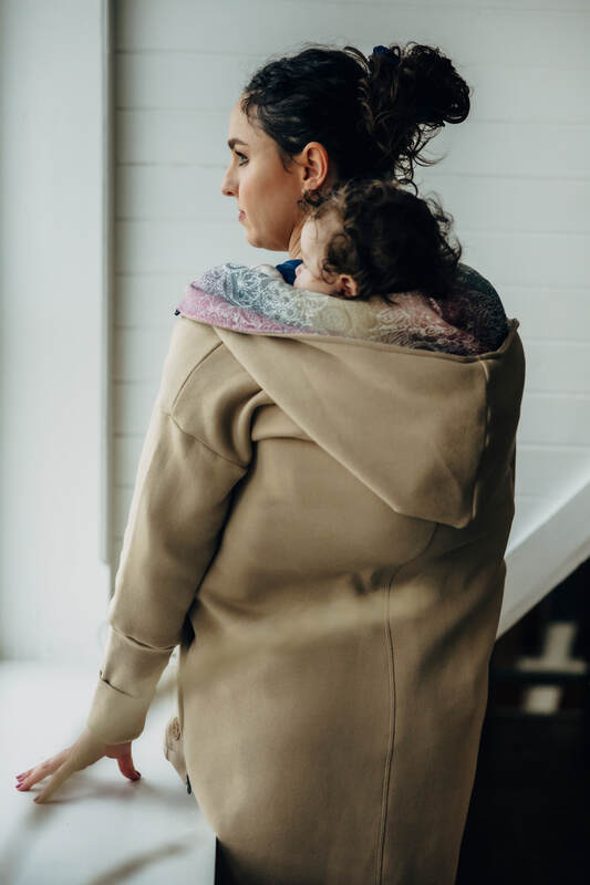 Lenny Lamb - Asymmetrical Hoodie - Beige with Wild Wine - Vineyard - size S (grade B) S B