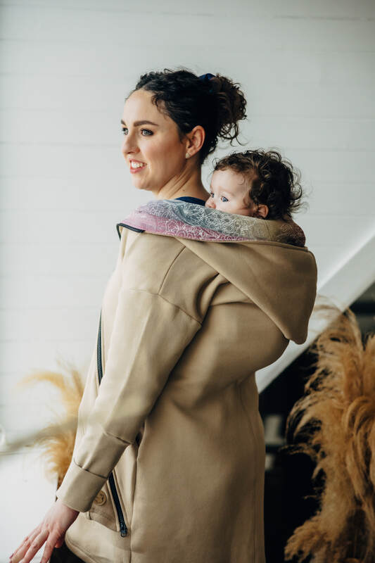 Lenny Lamb - Asymmetrical Hoodie - Beige with Wild Wine - Vineyard - size S (grade B) S B