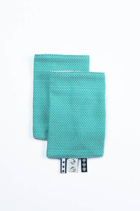 Lenny Lamb - Drool Pads (100% cotton) - LITTLE HERRINGBONE OMBRE GREEN  LITTLE HERRINGBONE OMBRE GREEN