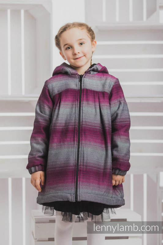 Lenny Lamb - Girls Coat - size 128 - LITTLE HERRINGBONE INSPIRATION with Black LITTLE HERRINGBONE INSPIRATION