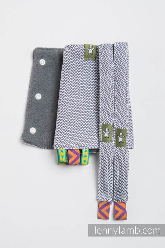 Lenny Lamb - Drool Pads & Reach Straps Set LITTLE HERRINGBONE GREY